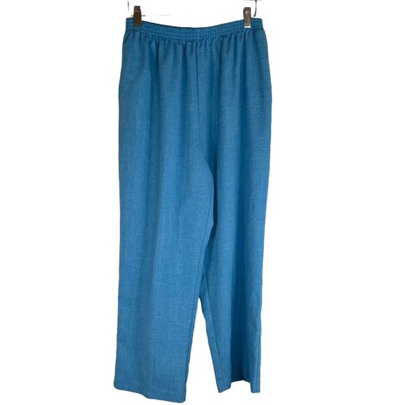 Adrian Delafield Women's size XL petite Vintage Blue embroidered 2 pc pant suit - Picture 7 of 10